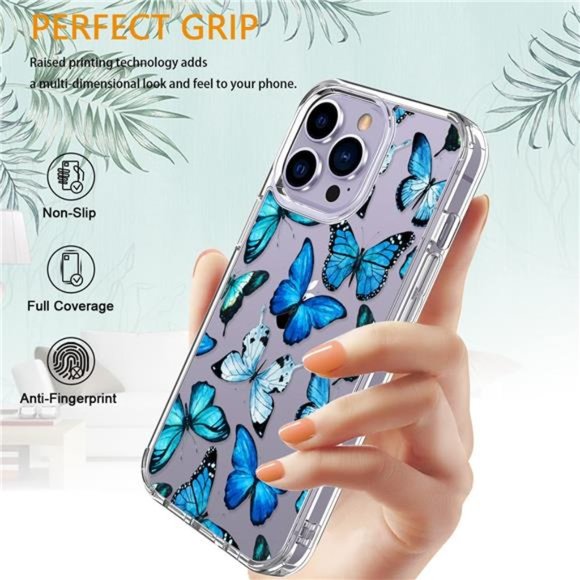 For iPhone 14 Pro Max 6.7" Case with Screen Protector, Butterflies Cute Design - Picture 12 of 12